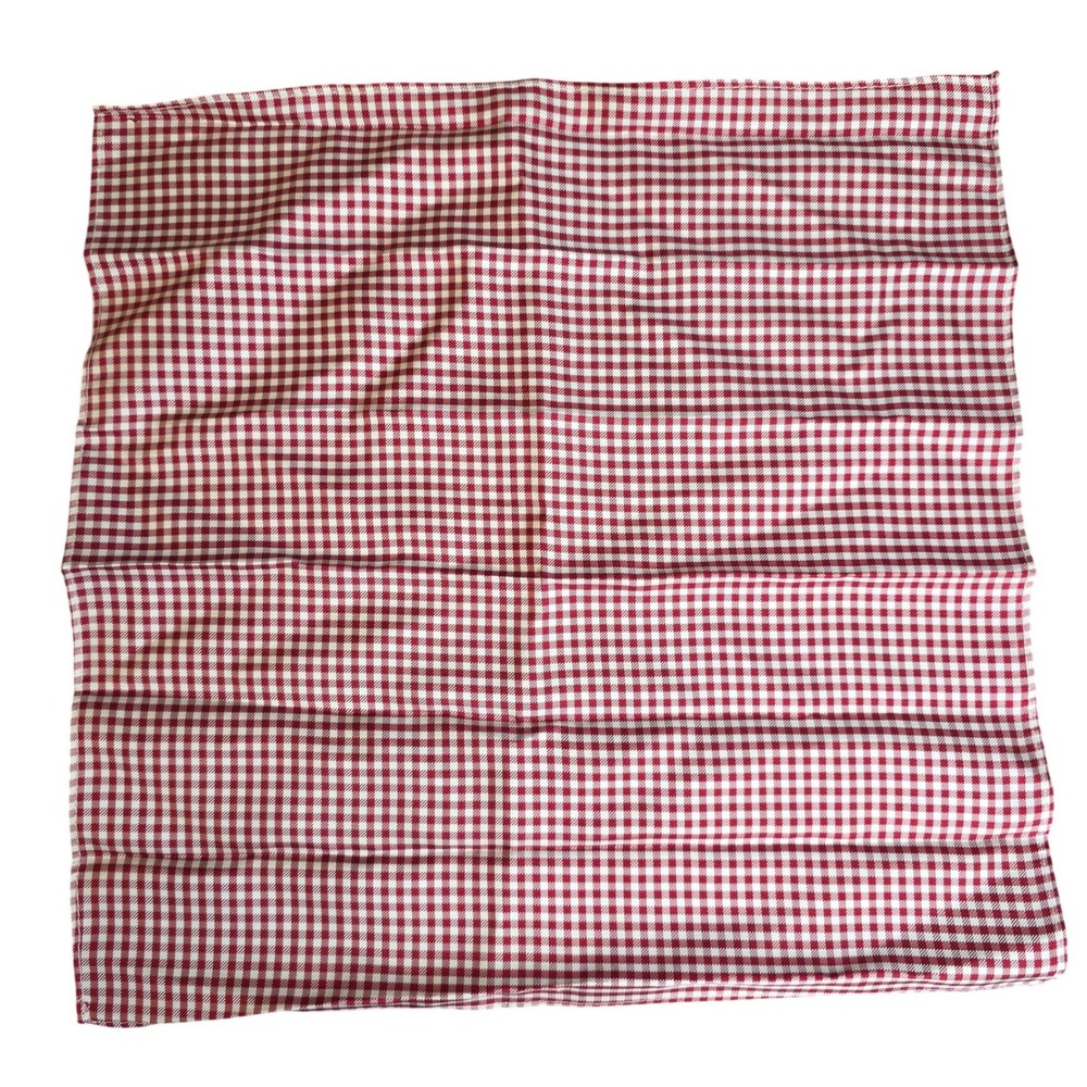 100% Silk Gingham Pocket Square Handkerchief Red‎ White